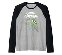 Comma Chameleon Funny Reptile Quote Jungle Raglan Baseball Tee
