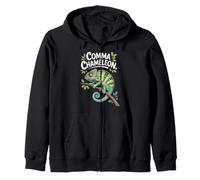 Comma Chameleon Funny Reptile Quote Jungle Zip Hoodie