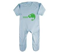 Comma Comma Comma Chameleon Parody Baby Romper Jumpsuit with feet, 0-3 Months, Pastel Blue