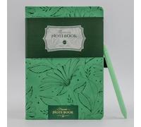 COMMA | Flowers Series | A5 Size | Hard Bound Notebook with Pen | 160 Pages | 100 gsm Natural Shade Paper | Debossed PU Cover - Green