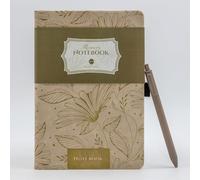 COMMA Flowers Series | A5 Size | Hardbound Notebook with Pen | 160 Pages | 100gsm Natural Shadow Paper | Embossed PU Cover, Moss Green