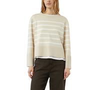 Women's Striped Knit Crew Neck COMMA Beige 38