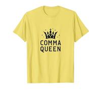 Comma Queen: Regal Grammar Enthusiast Pride T-Shirt, Men, Lemon, L