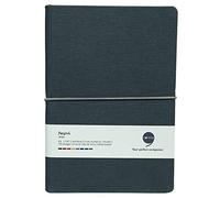 COMMA Regina - A5 Size - Hard Bound Notebook with a Horizontal Elastic Band Closure - 192 Pages - 80gsm Natural Shade Paper - Fabric Cover Material - (Greyish Green)