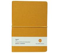 COMMA Regina - A5 Size - Hard Bound Notebook with a Horizontal Elastic Band Closure - 192 Pages - 80gsm Natural Shade Paper - Fabric Cover Material - (Mustard Yellow)