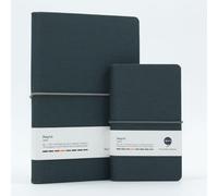 Comma Regina Combo | A5 Size Hard Bound Notebook & A6 Size Hard Bound Pocket Notebook with a Horizontal Elastic Band Closure | 192 Pages | 80gsm Natural Shade Paper | Linen Fabric Cover Material