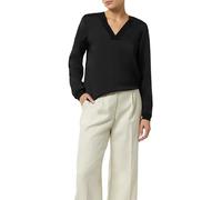 Comma Satin Blouse with Ribbed Cuffs, Black, 16