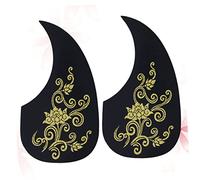 Comma Shape Guitar Pick Guard Sticker for 40/41 Inch Acoustic | 2pcs Golden PVC Set, Adhesive Backing, Scratch-resistant Surface Protection for Acoustic Guitar