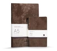 COMMA | Velvet Series Combo | A5 & A6 Size with Pen | Flexible Bound Notebook | 200 Pages | 100gsm Natural Shade Paper | Velvet PU Cover with Edge Colour - Chocolate Brown