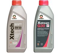 Comma XTC1L 1L XTech Fully Synthetic 5W30 Motor Oil - Grey & XSM1L 1L Xstream G30 Antifreeze and Coolant Ready Mixed