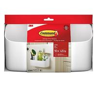 Command 10 Lb Large Organizing Caddy with 4 Strips, 9.91" x 3.38" x 5.15", Heavyweight Damage-Free Hanging for Organizing Cleaning Supplies, Closet, and Pantry, White