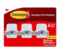 Command 17007-3NA Broom and Mop Gripper, White