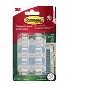 Command 17017AW 17017 AW - Pack of 8 Hooks Outdoor Cable Clamps Transparent with White Strips, 8 Ganchos, Set of 8 Pieces