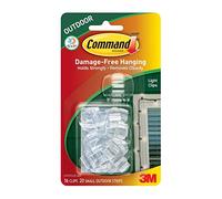 Command 17017clr-aw Outdoor Light Clips, Clear, 16 Clips & 20 Strips