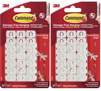 Command 17026 Decoration Clips for Christmas and Fairy Light - White, 20 Clips and 24 Strips (Pack of 2)