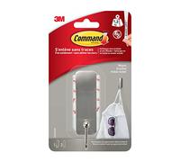 Command 17034FGN Nickel Medium Brushed Metal Hook 17034 1 Hook 2 Strips