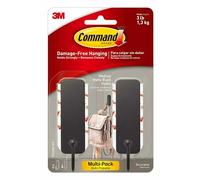 Command 17034MB-2ES Medium Matte Black Decorative, 2 Hooks Per Pack