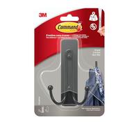 Command 17036BFGN Large Matt Black Double Hook, 17036B, 1 Hook, 1 Strip, Black