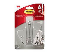 Command 17036FGN Nickel, Large Double Hook in Brushed, 17036, 1 Hook, 1 Strip