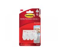 3M 17066 Command Adhesive Micro Utility Hooks Plastic White Three per Pack