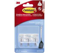 Command 17067CLR Mini Plastic Hooks 230 g Pack of 3 + 4 Strips Transparent
