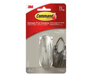Command 17081BN-ES Medium Brushed Nickel Hook