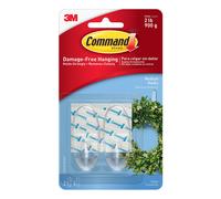 Command 17091CLR Medium Hooks with Strips - Clear, set of 2