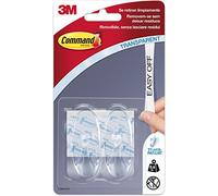 Command 17091CLR - Pack of 2 Medium Hooks with Clear Strips (Plastic)