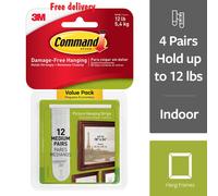 Command 17204-12 Picture Hanging Strips Value Pack 12 x Medium Hold Up To 18x24"
