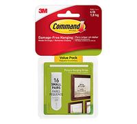 Command 17205-16ES 3M Small Picture Hanging Strips Create Gallery Walls, Strong and Versatile, 16 Pairs, White