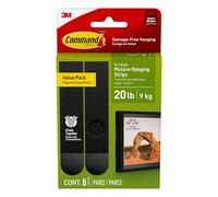 Command 17217BLK-8ES Hanging Strips, X-Large, Black, 8 Count | Black Picture Hanging Strips, Heavy Duty Damage-Free Wall Hangers, No Tools Required, Ideal for Decorating Apartments, Dorms