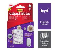 Command 17830CLR-12UKN Adjustables Repositionable Hooks 225g 12pk - One Colour - One Size - One Colour