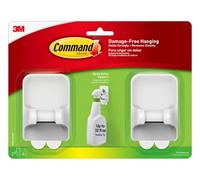 Command 2 Pack Spray Bottle Holder, Holds up to 900ml, with 2 Hooks, 4 Strips, for Organizing Damage Free, White