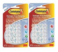 Command 2 X Christmas Xmas Fairy Light Hooks Clear [Twin Pack] SELF Adhesive Hooks & Strips