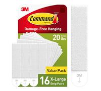 Command 20 lb X-Large Picture Hanging Strips, 16 Pairs White Strips Heavy Duty, Damage-Free Picture Hanger