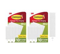 Command 20 lb XL Heavyweight Picture Hanging Strips 20 Pairs (40 Strips), Damage Free Hanging Picture Hangers, Heavy Duty Great for Home Decor, White Adhesive