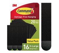 Command 20 Lb XL Heavyweight Picture Hanging Strips, Damage Free Hanging Picture Hangers, No Tools Heavy Duty Wall Hanging Strips for Back to School Dorm Organization, 16 Black Adhesive Strip Pairs