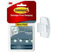 Command 3M 17017CLR-VP 3M Clear Round Cord Clips w/Clear Adhesive Strips - Quantity 4