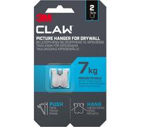 Command 3M CLAW Drywall Picture Hanger 7kg 2 Hangers/Pack 3PH7-2UKN in White Command White