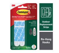 Command 4-packages of Outdoor Refill Strips Water-Resistant Strips 17615AW-ES White