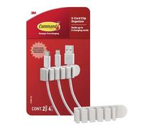 Command 5-Cord Clip Organizer, 4 Clips and 8 Medium Strips, White, 1 Clip Holds up to 5 Charding Cords, Great for Damage-Free Electronics Organization Under Desk or Wall Mount