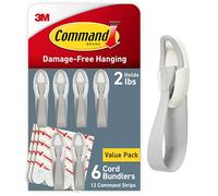 Command 6 Cord Bundlers, 12 Strips, each bundler holds up to 2 lbs, easy to open packaging, Organize Damage-Free