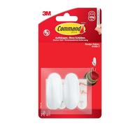 Command Adhesive Hooks, Size S, White - Pack of 2 Self-Adhesive Hooks and 4 Adhesive Strips - Hooks for Wall, Door Hooks, Organise Without Drilling