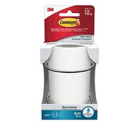 Command Bath Accessory Organizer, Satin Nickel - 1 Organiser and 2 Water-Resistant Adhesive Strips, Toothbrush Holder - Damage Free Hanging - Holds up to 900 g