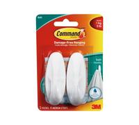 Command Bath Hooks (Pack Of 2) - White - White - 100% Synthetic