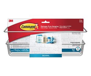 Command Bath Shower Caddy and 4 Water-Resistant Strips, Satin Nickel