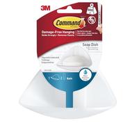 Command Bath Soap Dish, 1 Soap Dish, 2 Mounting Bases, 2 Water-Resistant Adhesive Strips - Damage Free Hanging - Holds up to 900 g