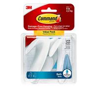 Command BATH17-3ES Large Towel Hooks, Value Pack, 3-Hooks, 3-Large Water-Resistant Strips