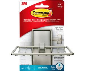 Command BATH34-SN-ES BATH34 Soap Dish, Satin Nickel, Pack of 1