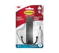 Command BATH36-MB-FESIP Double Large Bathroom, Bath36, Matte Black, 1 Hook, 1 Strip, Black
